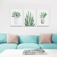 thumbnail image 3 of Canvas Wall Art Painting For Living Room Farmhouse Wall Decor For Bedroom Dining Room Kitchen Wall Decoration Vase Green Leaf Wall Pictures Artwork Bathroom Decor 3 Piece Framed Prints Art, 3 of 6