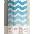 thumbnail image 3 of Blue Brown Stripes Sheer Curtains for Living Room Bedroom Abstract Geometric Ombre Wave Stripe Sheer Curtains 84 Inch Long 2 Panels Set Light Filtering Curtain Window Treatments Drapes, 3 of 6