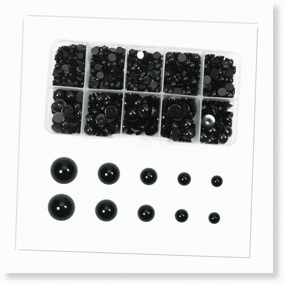 Black Plastic Doll Beads Set - 830pcs 4mm 5mm 6mm 8mm 10mm Round Flatback Cabochon Buttons for Stuffed Animals, Amigurumis, Crochet Bears