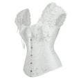 thumbnail image 4 of VISALY Corset Tops for Women Overbust Bustier Corset Boby Shapers European and American Gothic Short Sleeved Shoulder Strap Jacquard Women's Shaping Garment White S, 4 of 8