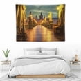 thumbnail image 3 of ONETECH  Landscape Tapestry, Charles Bridge Old Town Prague Czech Republic with Classic Medieval Buildings,Wall Hanging Decor for Bedroom Living Room Dorm,  Yellow Brown, 3 of 7