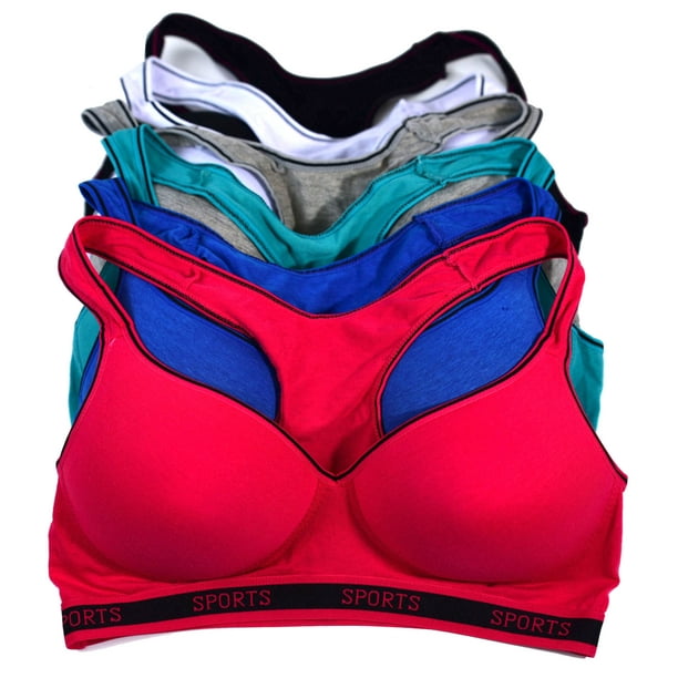 Viola’s Secret Viola's Secret Women Bras 6 Pack of Cotton Sports Bra with B Cup C Cup D Cup