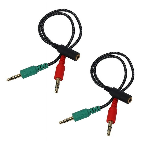 2X Headphone Splitter for Computer, Earphone Adapter for PC Audio & Mic, 3.5mm Female to .5mm Male