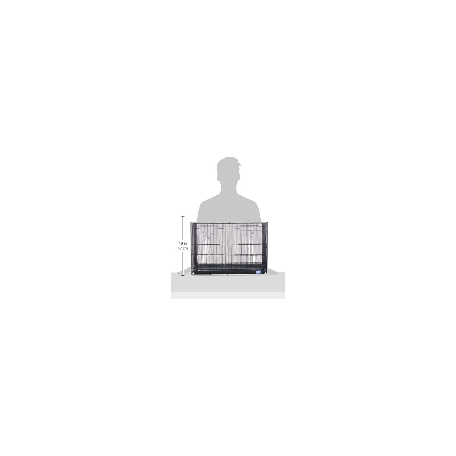 HomeStock Medieval Moods Flight Bird Cage with Castle-Inspired Design, Spacious Interior, Durable Construction, and Ample Room for Birds to Fly, Play-Color:Black