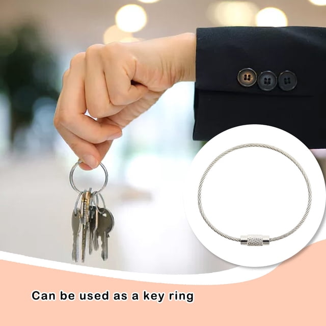 50Pcs Wire Key Ring Stainless Steel DIY Keychain Loop Durable Luggage Hanging Loops Tag Rope Signboard Bag Car Collection 2.0*20cm/0.79*7.9in