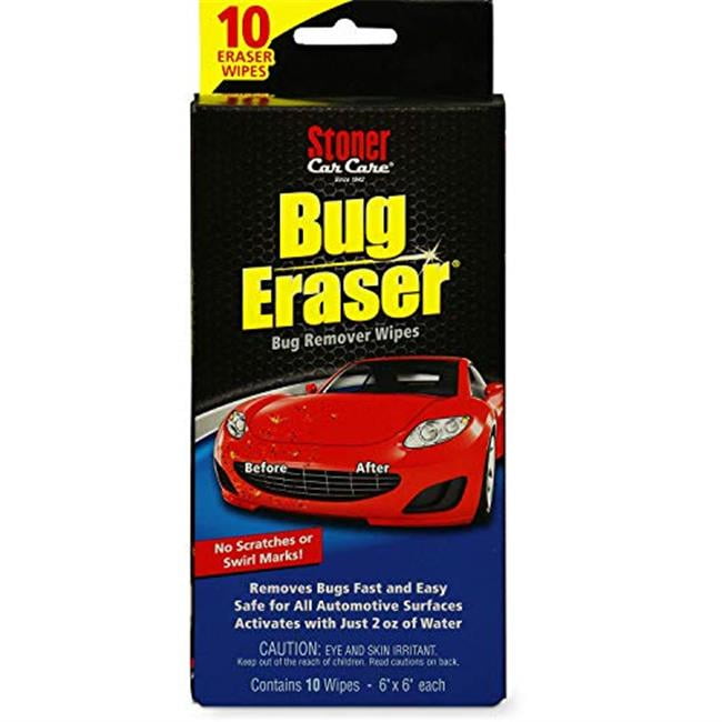 Removes Bugs Fast and Easy Stoner Car Care 95401 Bug Eraser Car-Cleaning Wipes 10 Eraser Wipes Set of 6 Safe for All Automotive Surfaces 