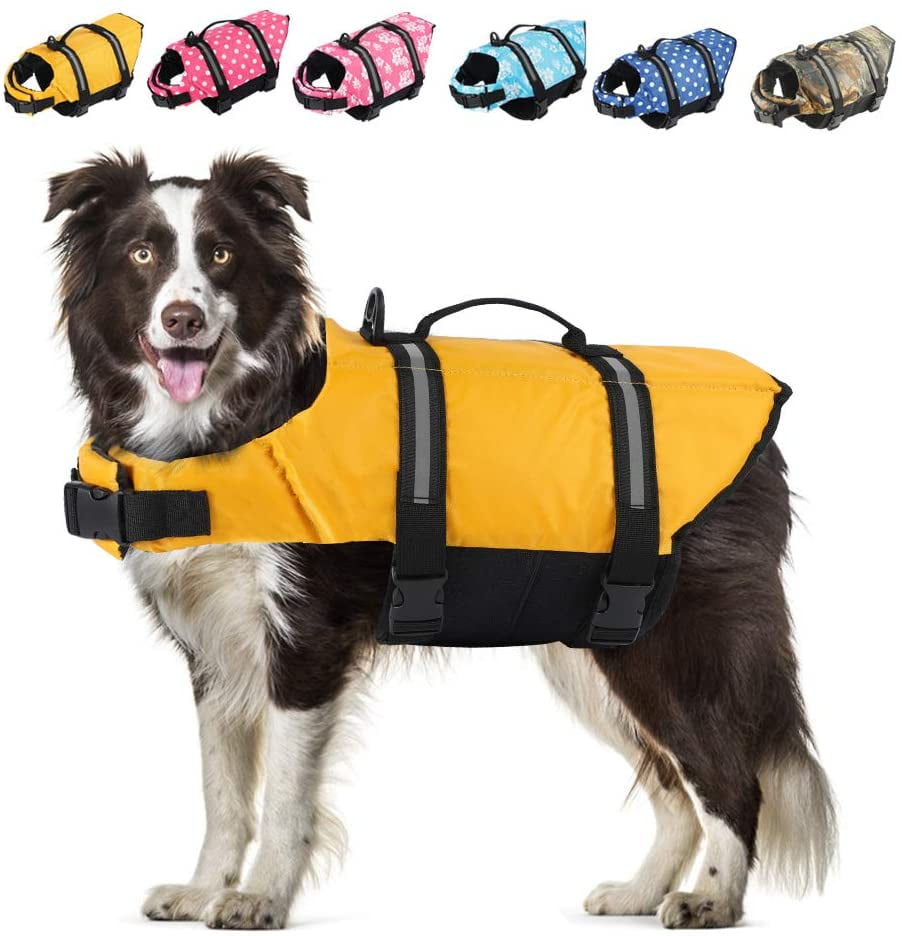 Life Jackets for Dogs, Adjustable Small/Medium/Large Dog Swim Vest for
