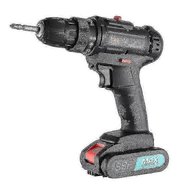 21V lithium electric drill, LED light cordless two-speed electric drill, gun drill multi-functional household power tools