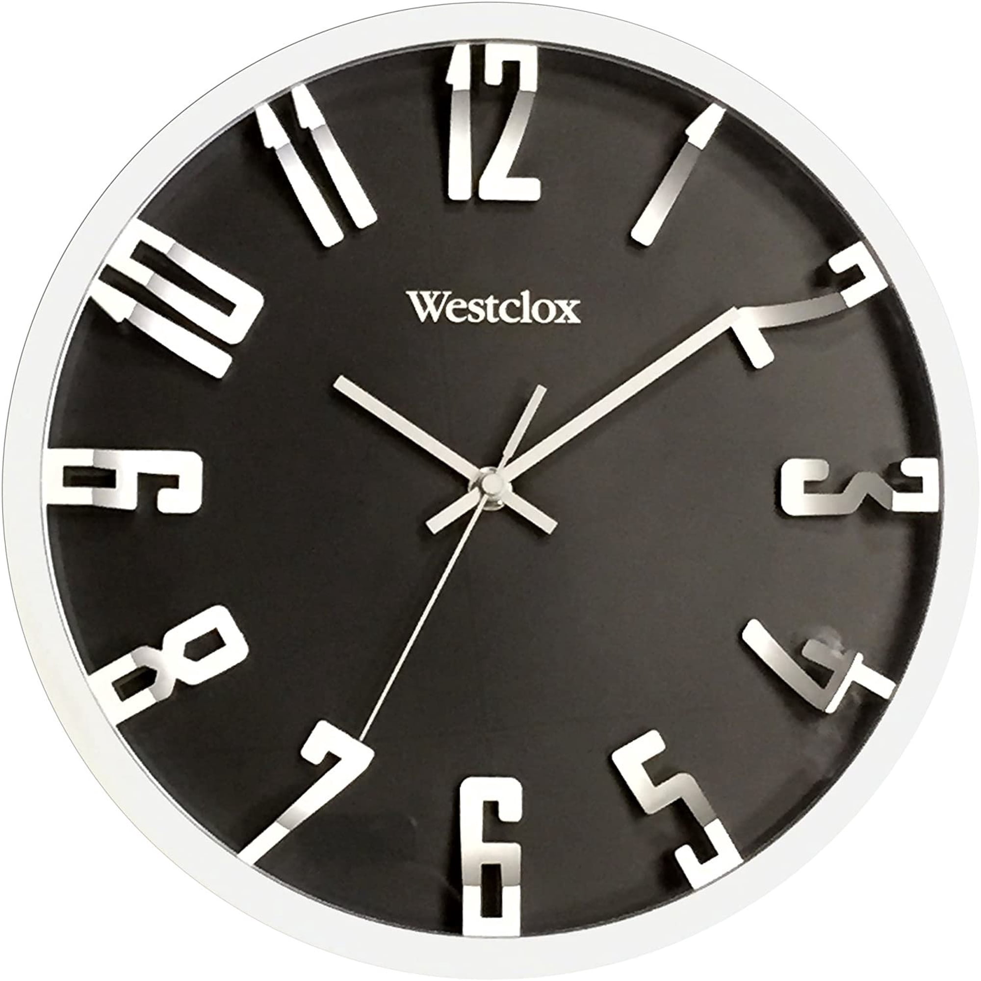 Westclox 12 Round 3D Analog Wall Clock - Metallic Silver - Modern Style — Residential Use, Standard Application