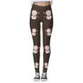thumbnail image 3 of Gibobby Leggings deportivos mujer Leggings para mujer, leggings de entrenamiento adecuados, pantalones con bloques de color con estampado navideño(Marrón,CH), 3 of 5