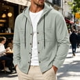 thumbnail image 2 of XuJwPNcy Mens T-Shirts Long Sleeve Button Down Shirts Shacket Drawstring Hooded Tops Breathable Work Clothes with Pockets, 2 of 7
