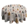 thumbnail image 4 of Beige Christmas Forest Animal Pattern Round Tablecloth 60"x60",Wrinkle Wipeable Table Cloth for Kitchen Dining Room Picnic Patio Party, 4 of 6