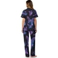 thumbnail image 3 of TSOVTHRID Galaxy Butterfly Glitter Print Women's Pajama Sets Notch Collar Sleepwear with Long Pants Soft Loungewear Short Sleeve Pajama Sets, Size L, 3 of 7