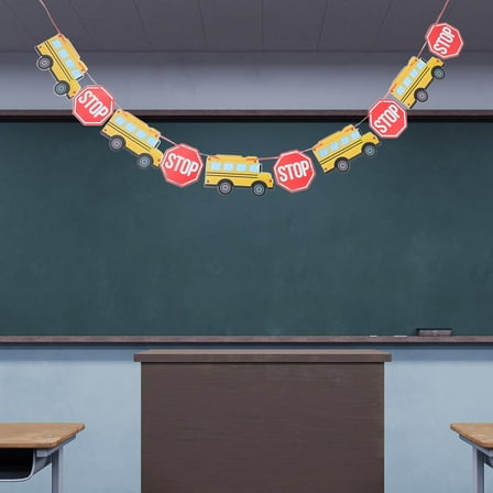 HOMEMAXS School Bus Banner Back to School Banner Welcome Back to School Banner Streamers Classroom Teacher Office Supplies for First Day of School Preschool Elementary Decorations