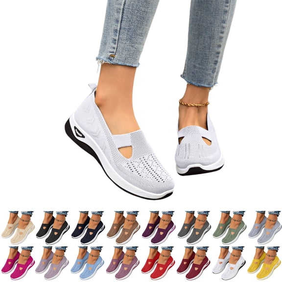 YOUYEDIAN Women's Wide Width Orthopedic Shoes, Slip On Walking Sneakers for Work and Nurse, Enhanced Arch Support