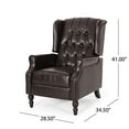 thumbnail image 3 of Fauteuil Inclinable en Cuir Reconstitué Capitonné Elizabeth, Fauteuil de Lecture Inclinable Vintage (Brun), 3 of 5