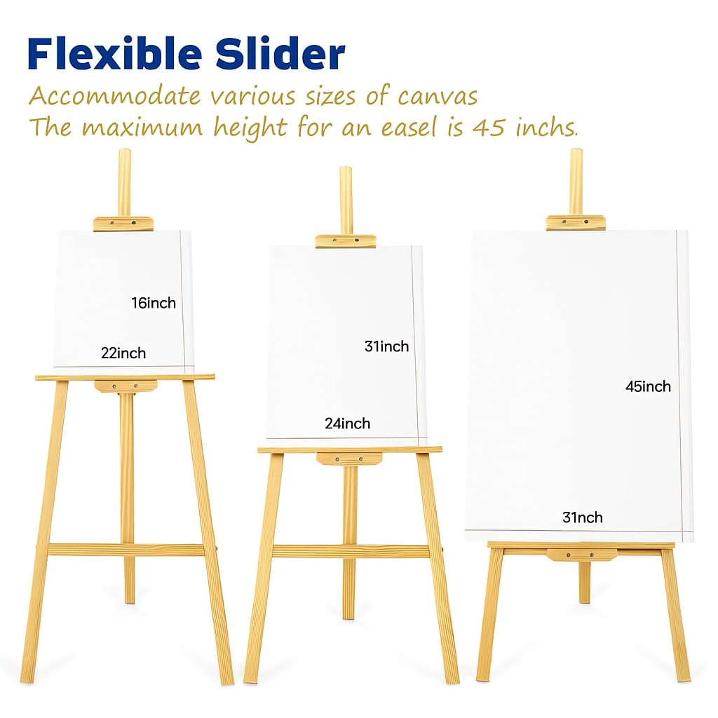 Wooden Easel Stand for Painting, 45" Adjustable Height Folding Art Easel for Canvas,Folding Art Easel for Drawing, Wedding Sign and Poster, Suitable for Kids and Adults