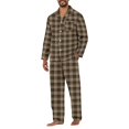 thumbnail image 2 of Men's Pajama Sets Long Sleeve Checked Lounge Wear Set Flannel Pyjamas Plaid Top and Bottoms 2 Piece Winter Cotton Nightwear Gray 3XL, 2 of 5