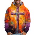 thumbnail image 2 of Men's Loose Fit Hoodie with Cross Print, Casual Long Sleeve Pullover Sweatshirt, Soft Fleece Streetwear for Fall Winter, Christmas Holiday, Daily Comfort,Blue,6XL, 2 of 5