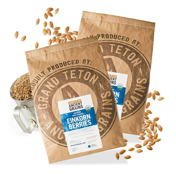 Grand Teton Ancient Grains - 100% Organic Einkorn Berries, Premium Food-Grade Farro Piccolo, For Milling into Flour, Baking, Pilafs, & Soups, 48 lbs