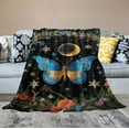 thumbnail image 2 of JEUXUS  Blue Butterfly Moon Flower Throw Blanket, Botanical Floral Plant Boho Cozy Decor Nap Blankets for Sofa Bed Couch Chair or Dorm Throws, 2 of 6