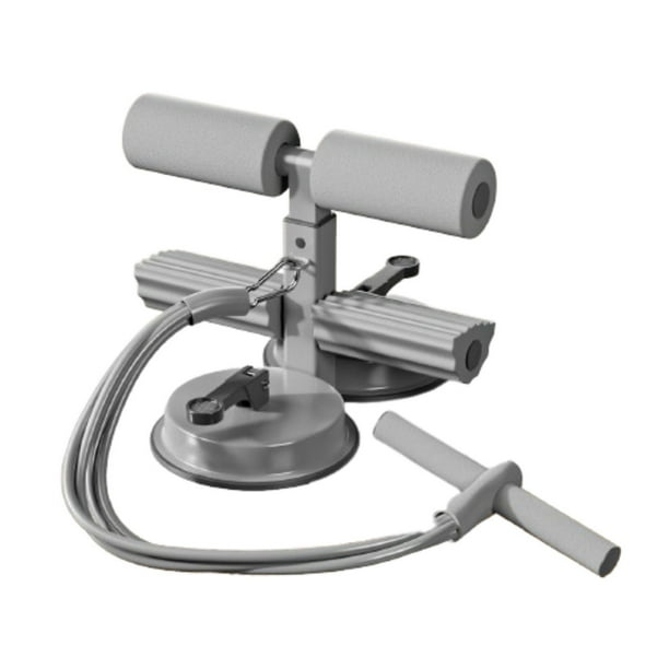 Barra de sentado con soporte de piso de resistencia con 2 tazas de succión fuertes AB Máquina Barra de abdominamiento Ajuste para mujeres del vientre gris