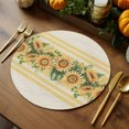 thumbnail image 2 of Vintage Sunflower Round Braided Placemats Set of 1, Yellow Flower Leaf Striped Pastoral Heat Insulation Place Mats Washable Non-Slip Table Mats for Kitchen Dining Party, 13 Inches, 2 of 9