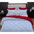 thumbnail image 6 of D.N.G. BEDDINGS 5 Piece Luxury Reversible Diamond Pattern Comforter Set Premium Super Soft, All Season 800 TC, 100% Egyptian Cotton Super King Size Light Blue/Red Solid Color, 6 of 7