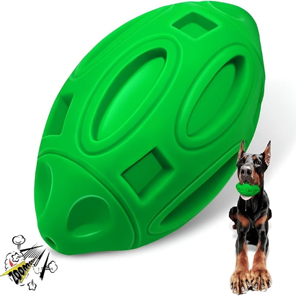 BESTSKY Dog Squeaky Toys for Aggressive Chewers Indestructible Tough Durable Dog Chew Fetch Balls with Squeaker Pet Toys, Green