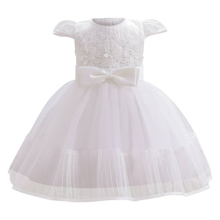

Holloyiver Lace Toddlers Wear Children Clothing Baby Frocks Birthday Infant Frocks Princess Dresses for Girls Party Girl Dress Sleeveless Lace Bow Mesh Dress for 0-3 years