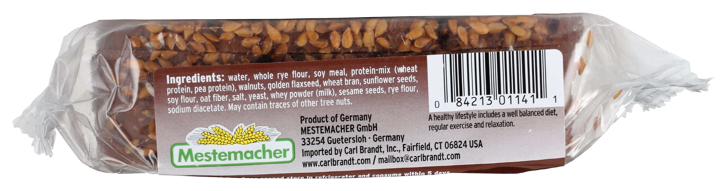 Pack of 9, Mestemacher Walnut Protein Bread, 8.8 oz