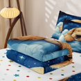 thumbnail image 6 of Homewish Kawaii Golden Retriever Zipper Twin Comforter Sets with Fitted Sheet and 2 Pillowcases,Cartoon Pet Dog Zipper Bedding Set,Blue,Polkadot Reversible,4pcs, 6 of 8