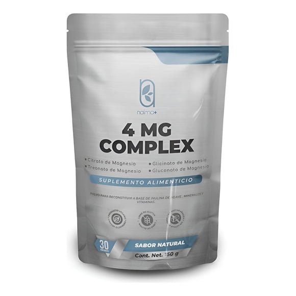 NAIMA 4 MG Complex 150 g, Sabor Natural | Suplemento en Polvo 100 % Puro con Citrato,Glicinato,Treonato y Gluconato de Magnesio