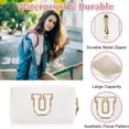thumbnail image 3 of SURJDE Personalized Initial Letter Patch Makeup Bag, Preppy Chenille Letter Cosmetic Pouch with Zipper, Color1-White-U, 3 of 7