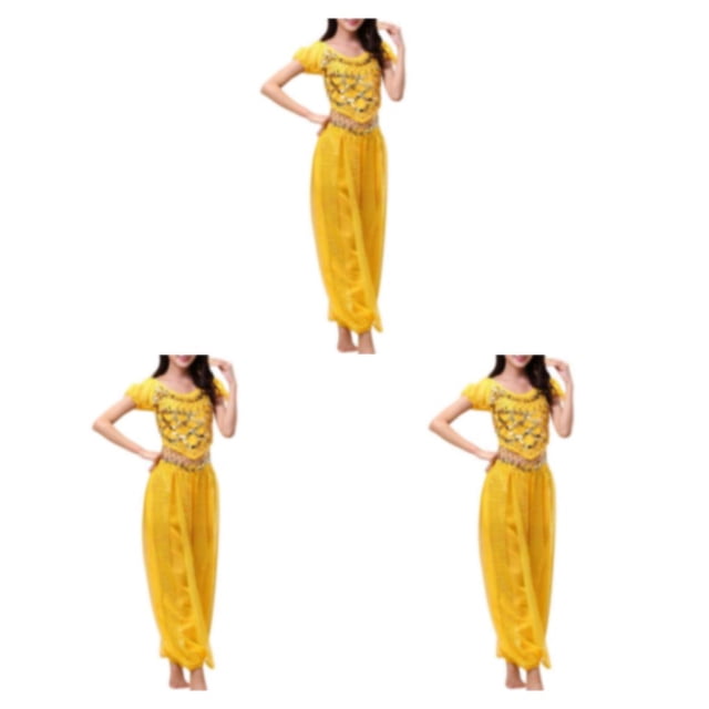 Minnieouse Pantalones de danza del vientre indio para mujer, conjunto de disfraz con cordones en la espalda, actuación de moda profesional Sexy Type2 NO2