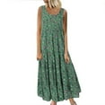 thumbnail image 1 of Robe Maxi Sans Manches d'Été pour Femmes Cou Imprimé Floral Robes de Plage Décontractée Boho Longue Robe Débardeur, 1 of 6