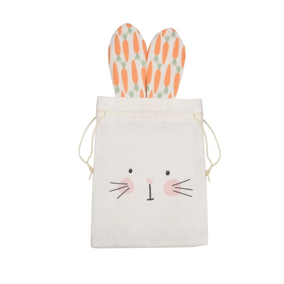 Wdhugt Easter Gift Bag With Ear Loops Linen Drawstring Candy Bag Polyester Reusable For Treats 28 X 13 X 0.2 Inches Holiday Party Favor For Kids Easter Gift Bag