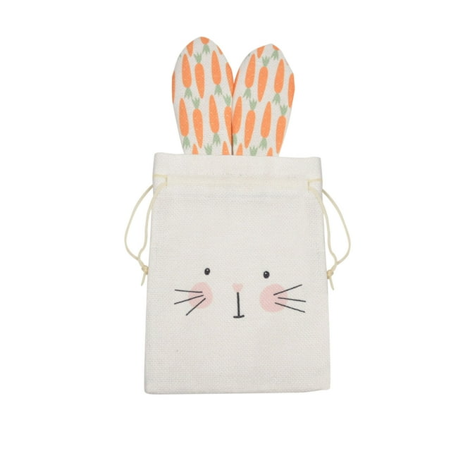 SLYNSHome Sacs-Cadeaux de Lapin de Pâques, Souvenirs de Fête, Friandises Réutilisables, Lapin à Cordon, Sac à Friandises en Jute, Fournitures pour Fête de Pâques