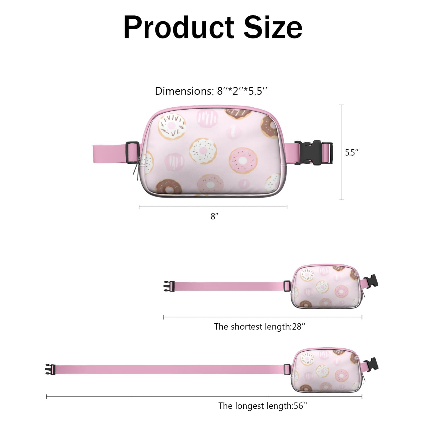 Crossbody Fanny Pack for Men&Women Hands Free Running Belt for Jogging with Adjustable Strap for Outdoors Workout Traveling Doughnut Sporty Waist Pack
