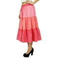 thumbnail image 2 of Bimba Flaired Cotton Boho Summer Skirt Elastic Waist Mid-Calf Ruffle Skirts, 2 of 7
