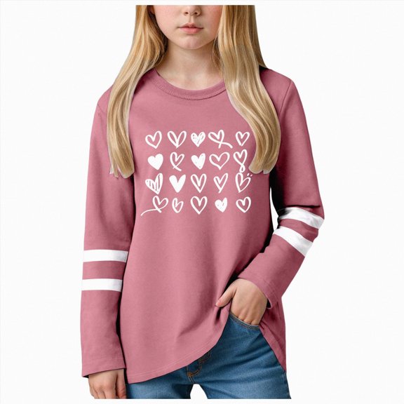 Gubotare Toddler Girl Shirt Long Sleeve Long Sleeve Girls Shirts Girls Clothes Girls Shirts Soft Long Sleeve T-Shirts Basic Tees for Teen Girls 5T 6T (Pink,5-6 Years)