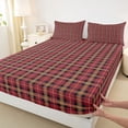 thumbnail image 3 of Homewish Geometric Stripes 3pcs Twin Sheet Sets For Kids Teens Adults,Abstract Plaid Twin Fitted Sheet,Vintage Aesthetic Breathable Flat Sheet,Breathable Home Decor, 3 of 7