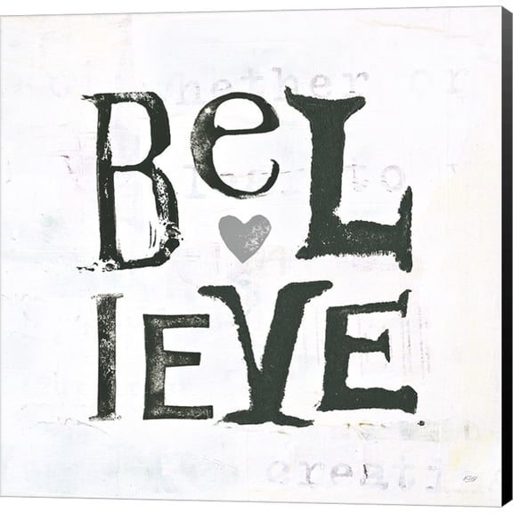 Believe Gray Hearts by Kellie Day, Canvas Wall Art