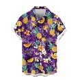 thumbnail image 5 of Fnnxeal Mens Hawaiian Shirt Pineapple Print Tropical Short Sleeve Casual Button Down Stretch Fabric Beach Vacation Tops Purple S-5XL,Size 5XL, 5 of 6