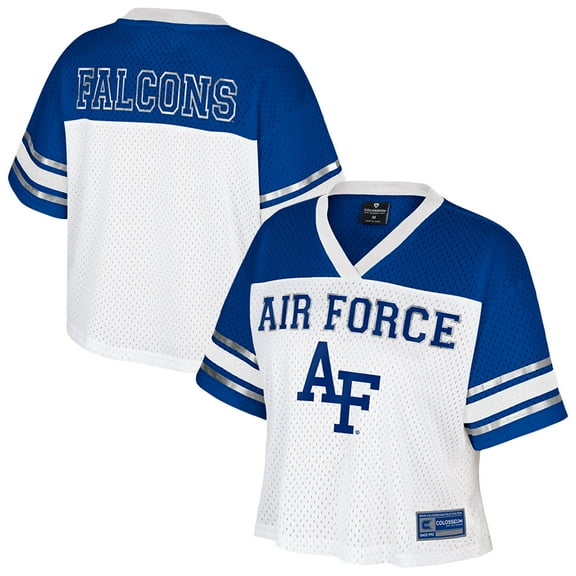 Women's Colosseum White Air Force Falcons Treasure Cropped Football Jersey