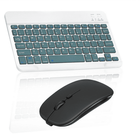 Rechargeable Bluetooth Keyboard and Mouse Combo Ultra Slim Keyboard and Mouse for Sony Xperia Z3 Tablet Compact and All Bluetooth Enabled Mac/Tablet/iPad/PC/Laptop -Pine Green with Black Mouse
