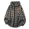 thumbnail image 2 of Handshe Men's Hooded Plaid Jacket, Long Sleeve with Button Front and Pocket, Casual Outerwear for Daily Wear and Outdoor Activities, 2 of 9