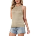 thumbnail image 4 of INSPIRE CHIC Crochet Knit Tank Tops for Women's Summer Casual High Neck Cami Sleeveless Sweater Vest Top XL Khaki, 4 of 6
