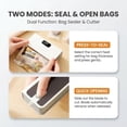 thumbnail image 2 of Mini Type-C Rechargeable Bag Sealer, 2-in-1 Portable Heat Sealing Machine with Cutter, 6 Adjustable Levels, LED Display, Freshness Keeper (White), 2 of 6