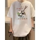 thumbnail image 1 of Women'S Casual Crew Neck T-Shirt, Heavyweight Waffle Fabric, 3/4 Sleeve, with Cute Cat Ramen Print, All-Season Fashion Top, Casual Wear|Playful Graphic Tee|Waffle Texture Fabric, 1 of 7